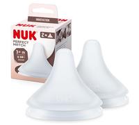 NUK Perfect Match Baby Bottle Teats | 3+ Months | Adapts to Baby's Palate | Anti Colic Vent | BPA-Free | Medium Silicone Teat for Bottles | 2 Count