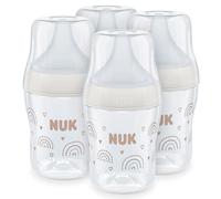 NUK Perfect Match Baby Bottles Set | 0+ Months | Adapts to Baby's Palate | Temperature Control | Anti Colic Vent | 150 ml | BPA-Free | Small Silicone Teat | Rainbow | 4 Count