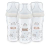 NUK Perfect Match Baby Bottles Set | 3+ Months | Adapts to Baby's Palate | Temperature Control | Anti Colic Vent | 260 ml | BPA-Free | Medium Silicone