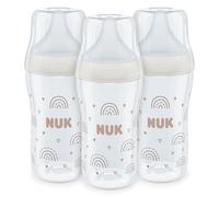 NUK Perfect Match Baby Bottles Set | 3+ Months | Adapts to Baby's Palate | Temperature Control | Anti Colic Vent | 260 ml | BPA-Free | Medium Silicone Teat | Rainbow | 3 Count