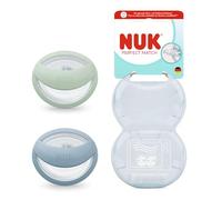 NUK Perfect Match Baby Dummies | 0-6 Months | Breastfeeding Friendly, Orthodontic Soothers | 95% Baby Acceptance** | Green & Blue | 2 Count