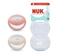 NUK Perfect Match Baby Dummy | 0-6 Months | Breastfeeding Friendly, Orthodontic Soothers | 95% Baby Acceptance** | Red & Beige | 2 Count