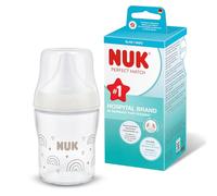 NUK Perfect Match Glass Baby Bottle 0+ Months 120ml Anti Colic Feeding Bottle Temperature Control Indicator Rainbow 1 Count