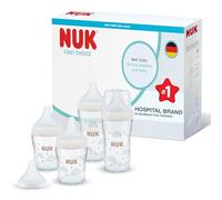 NUK Perfect Match Glass Baby Bottles Set | 0+ Months | 120ml & 230ml | Anti Colic Feeding Bottle | Temperature Control Indicator | Rainbow | 4 Count