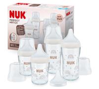 NUK Perfect Match Glass Baby Bottles Set | 6+ Months | Adapts to Baby's Palate | Temperature Control | 4 x Anti Colic Bottles & Extra Silicone Teat |