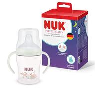 NUK Perfect Match Learner Bottle | 6+ Months | 150ml | Leak Proof Sippy Cup Toddler Bottle | Anti-Slip Handles | Glow in The Dark | Bunny | 1 Count