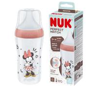 NUK Perfect Match Baby Bottle | 3+ Months | Adapts to Baby's Palate | Temperature Control | Anti Colic Vent | 260 ml | BPA-Free | Medium Silicone Teat | Disney Mickey Mouse [Red]