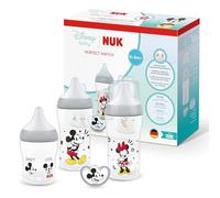 NUK Perfect Match Baby Bottles & Dummy Set | 0-6 Months | 3 x Anti Colic Feeding Bottles (150ml, 260ml), 1 x Perfect Match Air Dummy | Disney Mickey Mouse | 4 Count