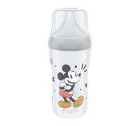 NUK Perfect Match Baby Bottle | 3+ Months | Adapts to Baby's Palate | Temperature Control | Anti Colic Vent | 260 ml | BPA-Free | Medium Silicone Teat | Disney Mickey Mouse [Grey]