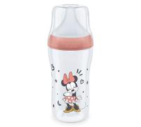 NUK Perfect Match Baby Bottle | 3+ Months | Adapts to Baby's Palate | Temperature Control | Anti Colic Vent | 260 ml | BPA-Free | Medium Silicone Teat | Disney Mickey Mouse [Red]