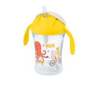 NUK Polypropylene (PP) Motion Cup Learning Cup | 230 ml | Leak-Proof, Soft Straw | Ergonomically Shaped Handles | 8+ Months | BPA Free | Yellow