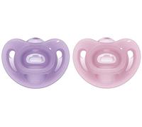 NUK Sensitive Dummy, 6-18 Months, 100% Silicone for Delicate Skin, BPA-Free, Purple & Pink, Pack of 2