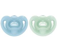 NUK Sensitive Pacifiers, 0-6 Months, 100% Silicone for Delicate Skin, BPA Free, Blue & Green, Pack of 2