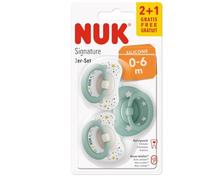 NUK Signature Dummy | BPA Free Silicone Dummy | 0-6 Months | Green Stars | Pack of 3