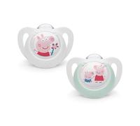NUK Silicone pacifier, suitable for jaws, 6-18 months, BPA free, 2 pieces, white and green