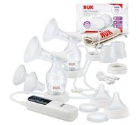 NUK Soft & Easy Double Electric Breast Pump | 100% Silicone Soft Cups | Small, Lightweight & Quiet | Rechargeable Battery for Travel | 24mm & 27mm Cups | 2 x Perfect Match Baby Bottles