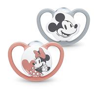 NUK Space Baby Dummy | 18-36 Months | Soothers with Extra Ventilation | BPA-Free Silicone | Mickey & Minnie Mouse | 2 Count