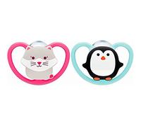 NUK Space Baby Pacifier - 18-36 Months - Pacifiers with Extra Large Openings for Sensitive Skin, BPA-Free Silicone, Zebra, Pack of 2