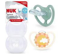 NUK Space Dummy | 6-18 Months | Dummy with Extra Large Vents | BPA Free Silicone | 2 Units | Bear/Whale or Cat/Penguin (Various Designs)