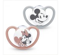 NUK Space Baby Dummy | 0-6 Months | Soothers with Extra Ventilation | BPA-Free Silicone | Mickey & Minnie Mouse | 2 Count