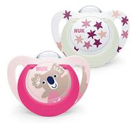 NUK Star Baby Dummy | 18-36 Months | Day & Night Soothers | BPA-Free Silicone | Pink Koala | 2 Count