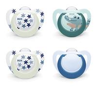 NUK Star Day & Night Baby Dummy | 18-36 Months | Soothes 99% of Babies | BPA-Free Silicone Soothers | Glow-in-the-Dark to Find at Night | Crocodile | 4 Count