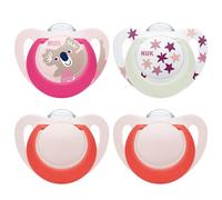 NUK Star Day & Night Baby Dummy | 18-36 Months | Soothes 99% of Babies | BPA-Free Silicone Soothers | Glow-in-the-Dark to Find at Night | Koala | 4 Count