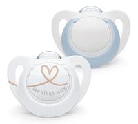 NUK Star Newborn Baby Dummy | 0-2 Months | BPA-Free Silicone Soothers | Blue | 2 Count