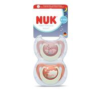 Nuk Star Night & Day Baby Pacifier 0-6 Months Luminous Lollipop BPA Free Silicone Pink Cat 2 Pack