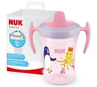 NUK Trainer Cup Sippy Cup | Leak-Proof Soft Drinking Spout | 6+ Months | BPA-Free | 230ml | Pink Penguin