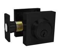 Nuk3y Hulk Series Lever Door Handle Slim Square Modern Contemporary Lever Set (Deadbolt [Double Cylinder], Matte Black)
