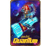 Nuka Cola Quantum cartoon Poster Vintage Metal Tin Sign Painting Sign Funny Art Wall Decor Plaque For Home Bar Pub Club Cafe Decoration 8”×12” in