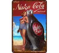 Nuka Cola Tin Sign Wall Art For Man Cave,Art Poster For Bar Pub Garage Kitchen Garden Bathroom Office Home,8x12 inch