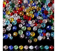 NUKAYAI 1000Pcs Assorted Glass Crystal Beads for Decoration DIY Rondelle Shape Craft Bracelets Earring Necklace Jewelry Making Loose Gemstones Decor Suncatcher Beads 6/8mm Fresh Color