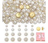 NUKAYAI 200Pcs Pearls Sew on Rhinestones, 8mm 10mm 12mm 14mm Glass Flower Gems for Crafts, Crystal Flatback Pearls Rhinestones for Crafting Bedazzling Clothes Belt Hat Shoes Sewing Accessories