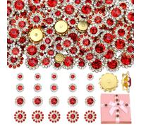 NUKAYAI 200Pcs Red Sew on Rhinestones, 8mm 10mm 12mm 14mm Fake Glass Crystal Bedazzled Gems for Crafts, Sunflower Flatback Red Rhinestones for Bedazzling Crafting Clothes Shoes Sewing Accessories
