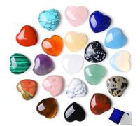 NUKAYAI 20pcs Mixed Color Heart Crystals Set Stones Love Shaped Polished Crystal Natural Cute Pocket Thumb Reiki Balancing Meditation Wholesale Set Gifts