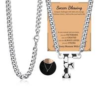 NUKAYAI Initial A-Z Letter Soccer Necklace for Men Charm Pendant Stainless Steel Silver Chain Jewelry Accessories Stuff 20inch Personalized Neckalces Soccer Gifts for Men Player Father, Stainless