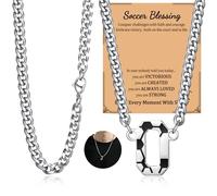 NUKAYAI Initial A-Z Letter Soccer Necklace for Men Charm Pendant Stainless Steel Silver Chain Jewelry Accessories Stuff 20inch Personalized Neckalces Soccer Gifts for Men Player Father, Stainless