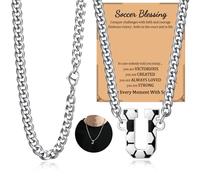 NUKAYAI Initial A-Z Letter Soccer Necklace for Men Charm Pendant Stainless Steel Silver Chain Jewelry Accessories Stuff 20inch Personalized Neckalces Soccer Gifts for Men Player Father, Stainless