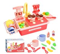 Nukdey Pretend Play Kitchen Set Toys Kitchen Sink Toy Set with Water Function,Tap, Play Food,crockery set, Kitchens Play Cooker Accessories Role-play Gift for Boys,Girls