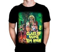 Nuke Em High Mens T-Shirt Gothic Horror Print, Black Cotton T-Shirt, Movie Poster Tee