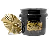 Nuke Guys Golden Bucket Limited Set - GritGuard Wash Bucket 3.5 Gallons and GritGuard Egg Bucket Insert in Gold - Car Wash Bucket with Dirty Sieve for Gentle Car Washing / Motorcycle Washing