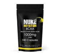 Nuke Nutrition BCAA Capsules | 180 Capsules 1000mg | Advanced Essential Amino Acids Supplement to Build Lean Muscle | Boost Recovery, Muscle Building & Growth | Leucine, Isoleucine & Valine | Vegan