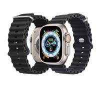 NUKELOLO 2 Pack Ocean Strap Compatible with Apple Watch Ultra 49mm 46mm 45mm 44mm 42mm 41mm 40mm 38mm, Soft Silicone Sport Band for iWatch Series 10 Ultra 9 8 7 6 5 4 3 2 1 SE, Black/Midnight Blue