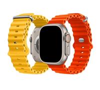 NUKELOLO Waterproof Ocean Silicone Strap for Apple Watch Ultra 3/2/1 49/46/45/44/42mm, Sport Band for Series 11 10 9 8 7 6 5 4 SE 3 2 1, Comfortable Fit for Swimming & Daily Wear, Orange/Yellow