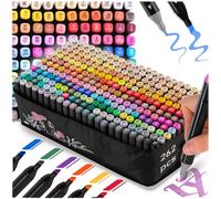 Nukido Alcohol Marker Felt Tip Pens with Bag Double-Sided Waterproof Pack of 262