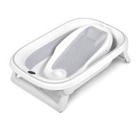 Nukido Baby Bathtub Foldable Baby Bath with LCD Thermometer White/Grey | Baby bath with newborn insert, 45 litre volume, foldable to 9 cm height, colour temperature display, USB-C and non-slip feet