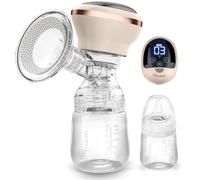 Nukido Electric Breast Pump 3 Modes Portable LED Display BPA Free Silicone Beige Gold