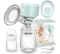 Nukido Electric Breast Pump 3 Modes Portable LED Display BPA Free Silicone Turquoise White